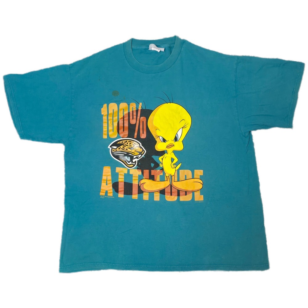 CSA Tweety Bird Jacksonville Jaguars T-Shirt‎ Mens XL Teal Fair 1998 Vintage 90s